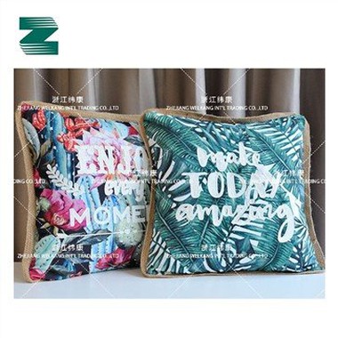 Polyester digitale print met borduursel en linnen paspelkussen